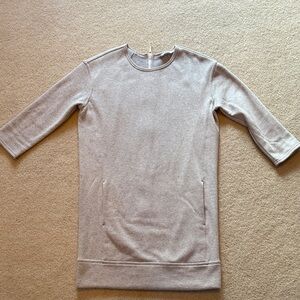 Athleta Light Gray Crewneck Sweatshirt Dress with back zipper details